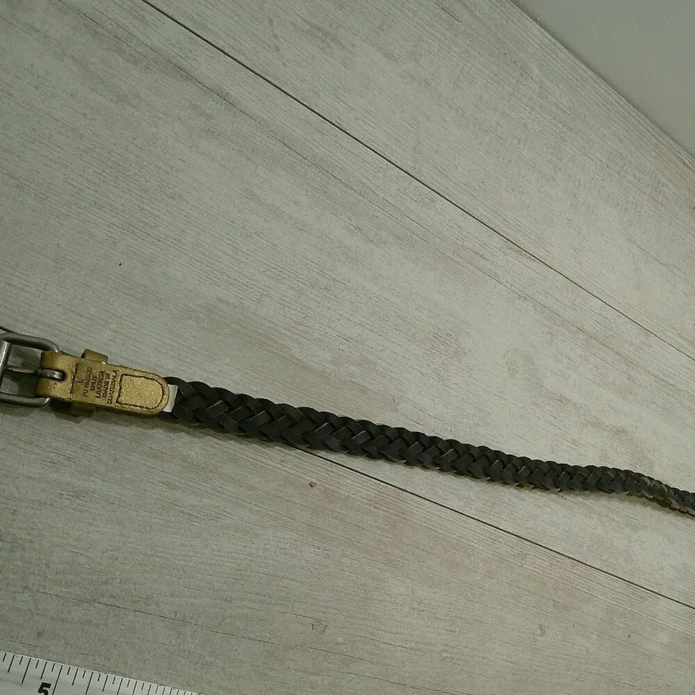 Beautifully Braided Leather Metallic Belt with Silver Belt Buckle Size L | Large